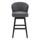 HomeRoots 30" Grey Espresso Wood Fabric Swivel Bar Stool
