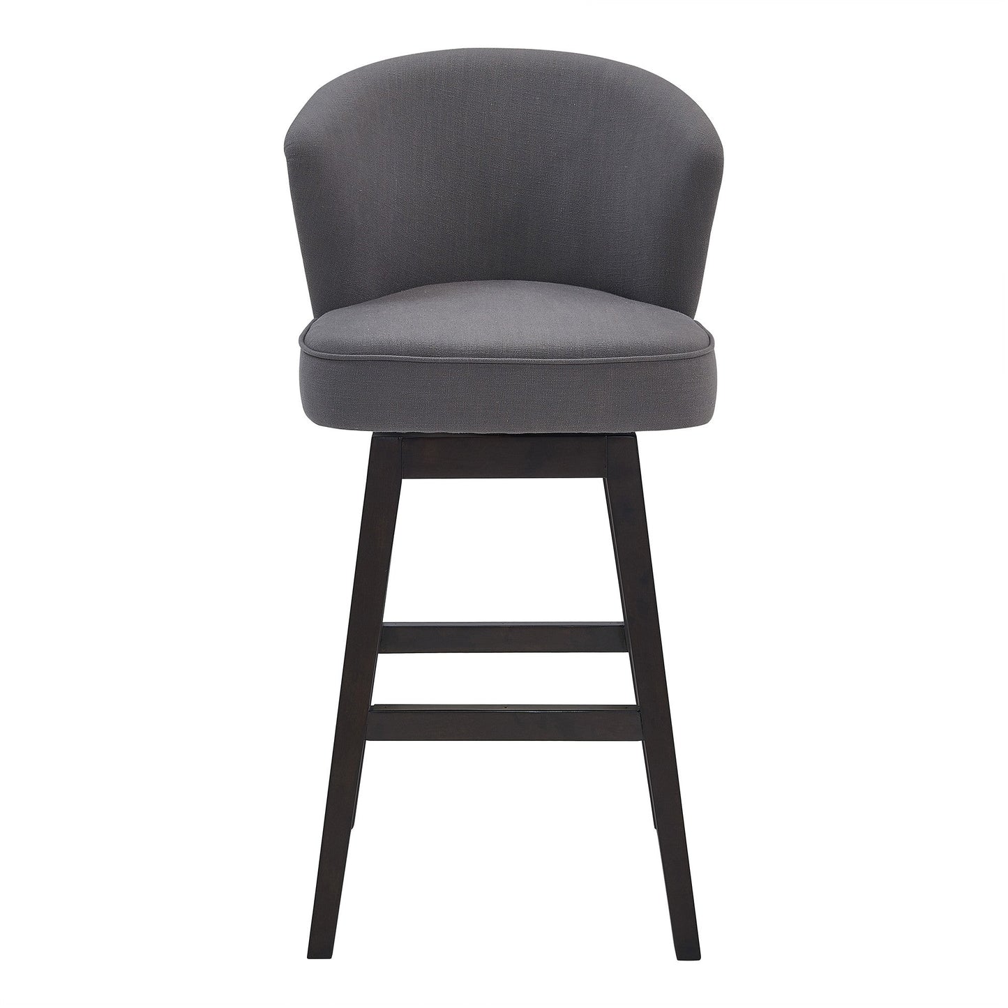 HomeRoots 30" Grey Espresso Wood Fabric Swivel Bar Stool