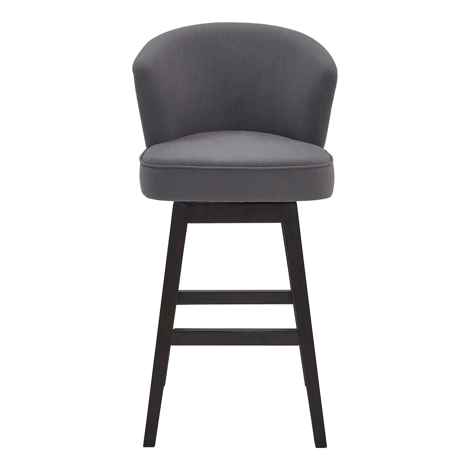 HomeRoots 30" Grey Espresso Wood Fabric Swivel Bar Stool