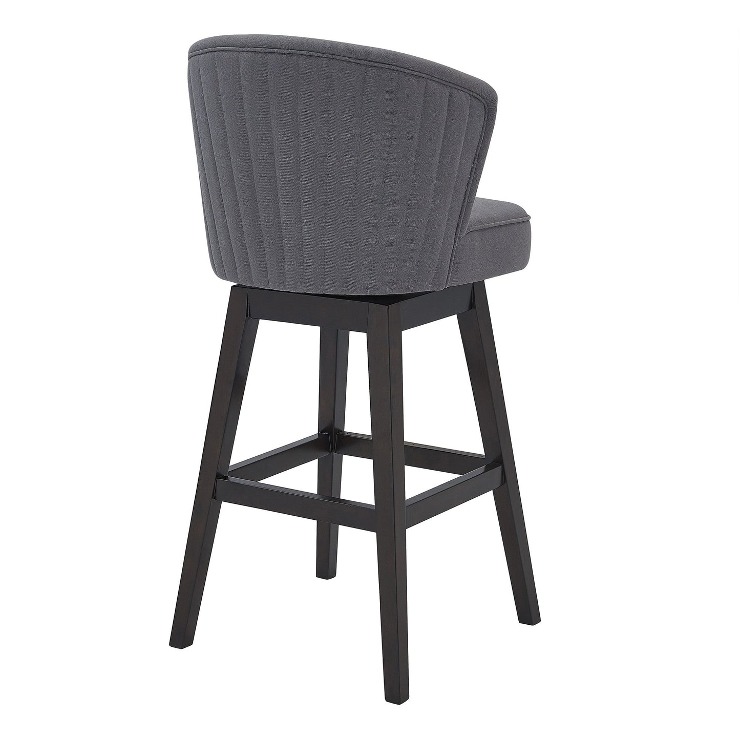 HomeRoots 30" Grey Espresso Wood Fabric Swivel Bar Stool