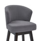 HomeRoots 30" Grey Espresso Wood Fabric Swivel Bar Stool