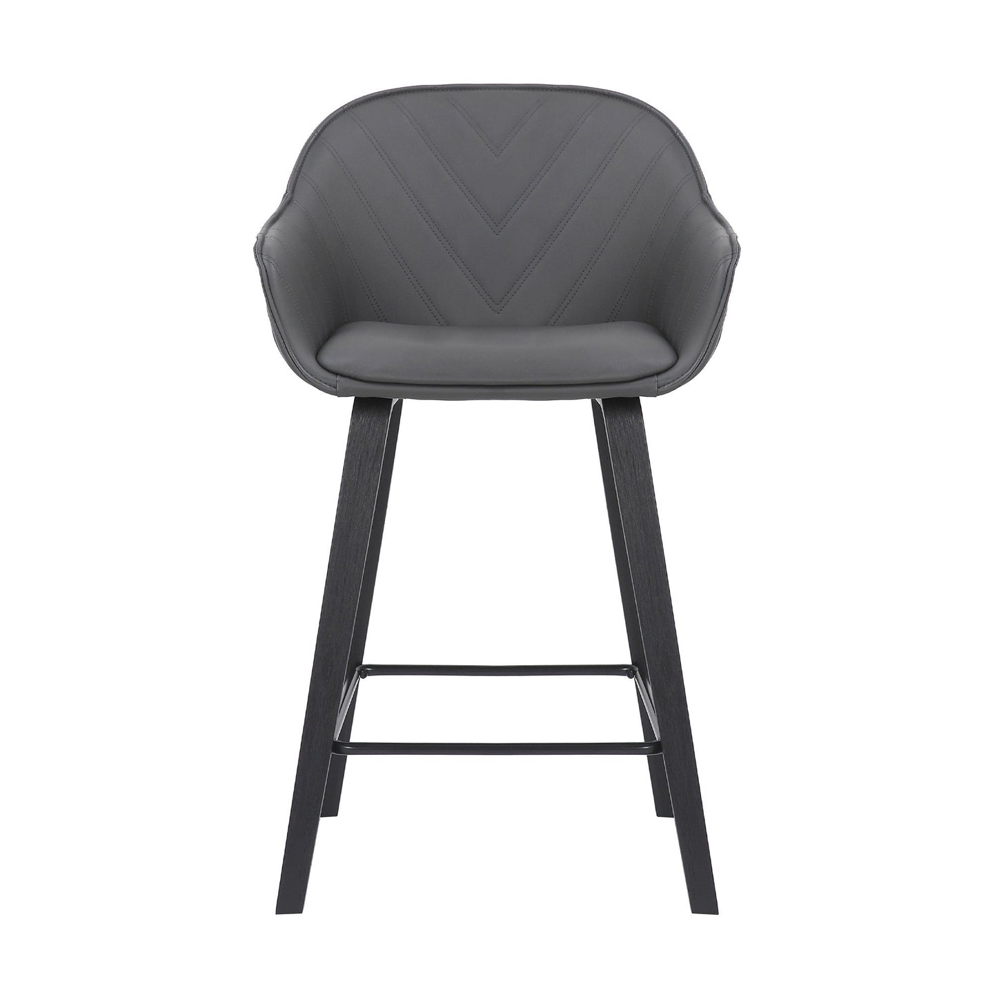 HomeRoots 30" Grey Faux Leather Bar Stool with Wooden Frame