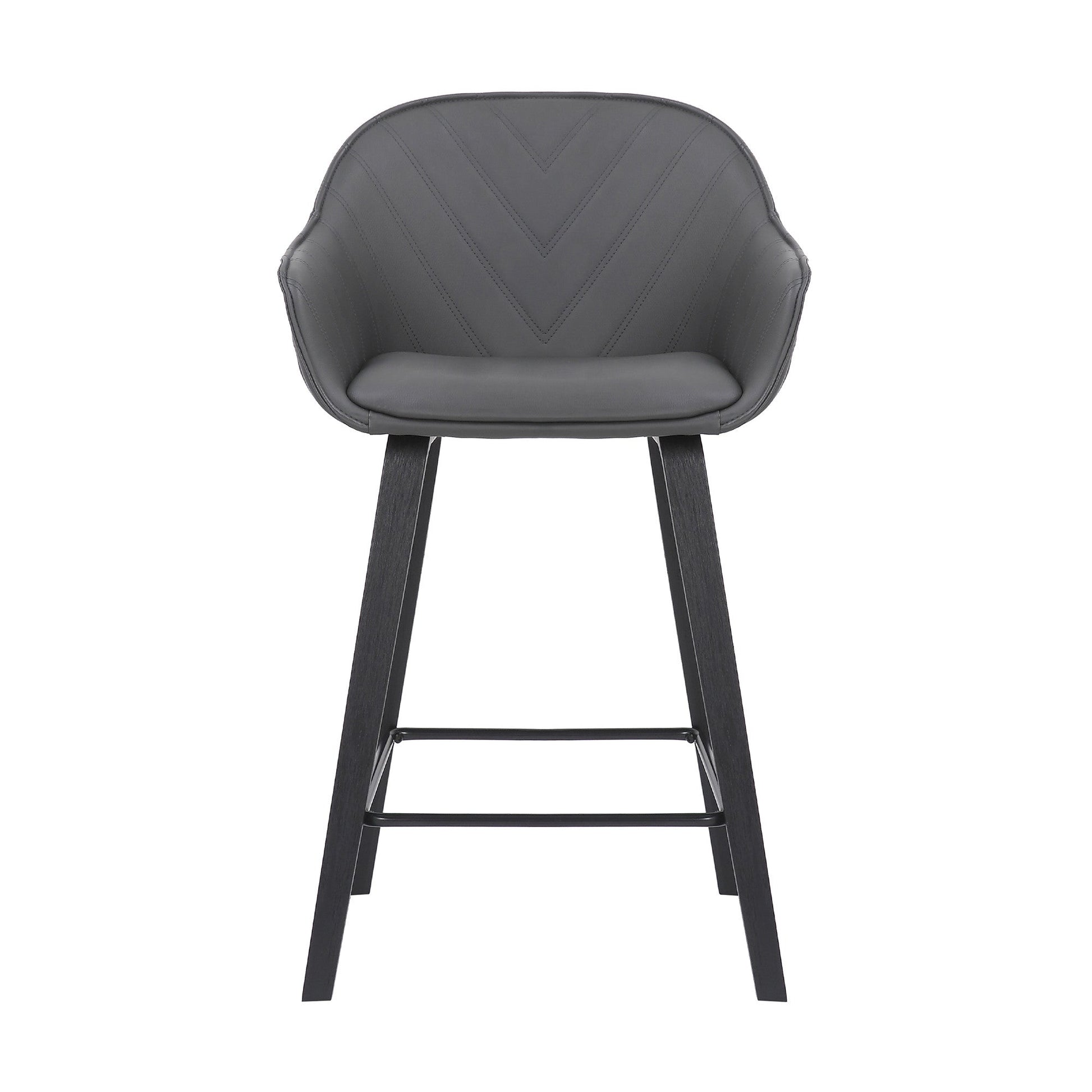 HomeRoots 30" Grey Faux Leather Bar Stool with Wooden Frame
