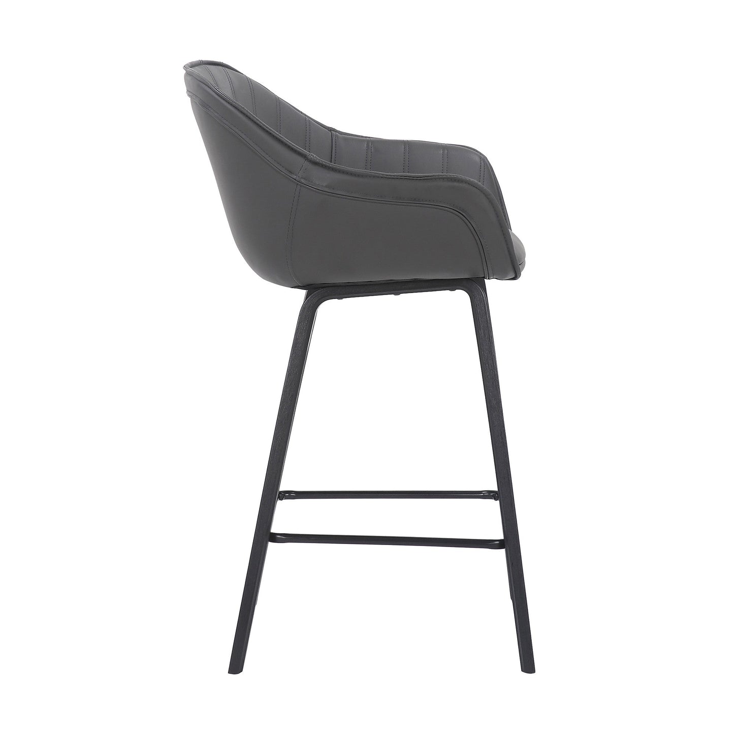 HomeRoots 30" Grey Faux Leather Bar Stool with Wooden Frame