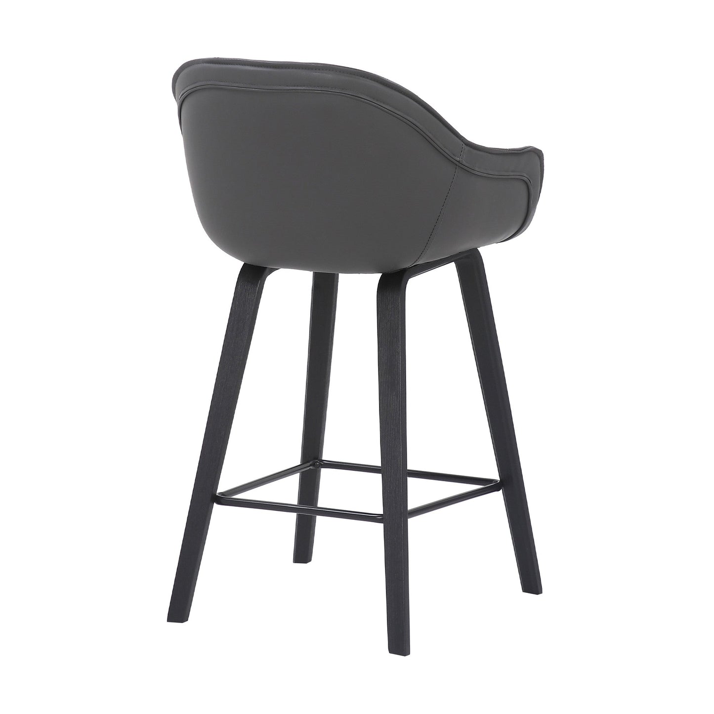 HomeRoots 30" Grey Faux Leather Bar Stool with Wooden Frame