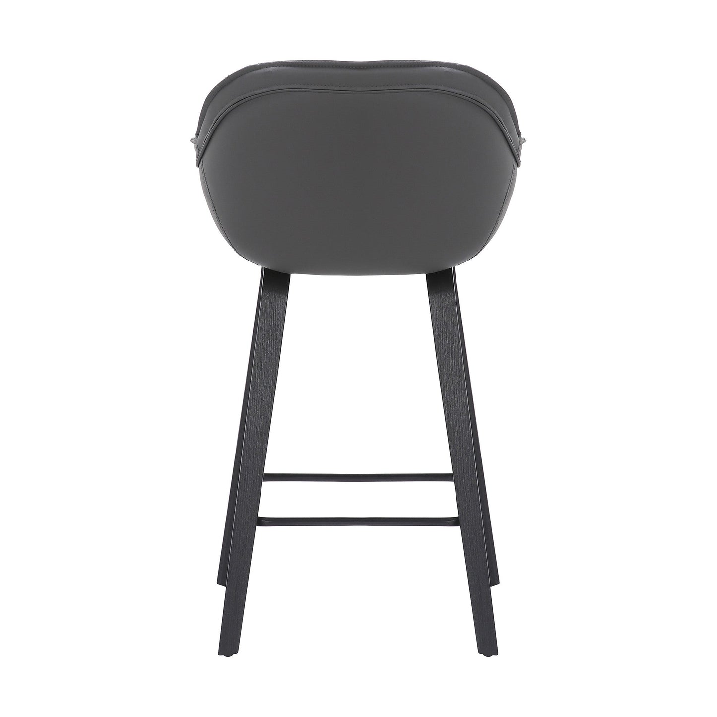 HomeRoots 30" Grey Faux Leather Bar Stool with Wooden Frame