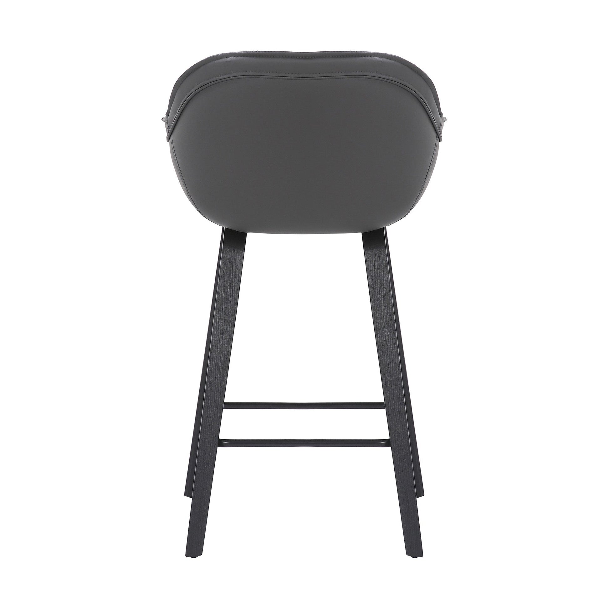 HomeRoots 30" Grey Faux Leather Bar Stool with Wooden Frame