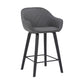 HomeRoots 30" Grey Faux Leather Bar Stool with Wooden Frame