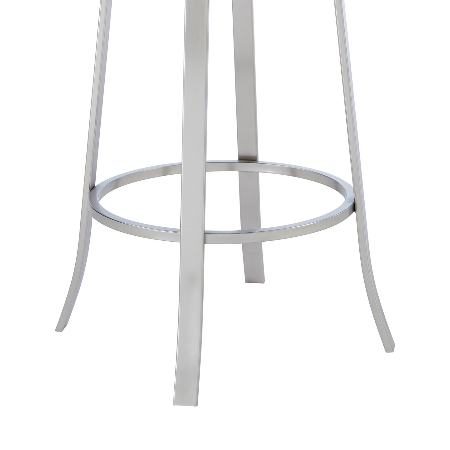 HomeRoots 30" Grey Faux Leather Scroll Brushed Stainless Steel Swivel Bar Stool