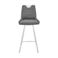 HomeRoots 30" Grey Faux Leather and Brushed Stainless Steel Bar Stool