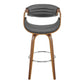 HomeRoots 30" Grey Faux Leather and Walnut Wood Retro Chic Bar Stool