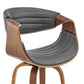 HomeRoots 30" Grey Faux Leather and Walnut Wood Retro Chic Bar Stool