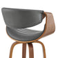 HomeRoots 30" Grey Faux Leather and Walnut Wood Retro Chic Bar Stool