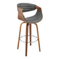 HomeRoots 30" Grey Faux Leather and Walnut Wood Retro Chic Bar Stool