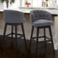 HomeRoots 30" Grey Tufted Fabric and Dark Espresso Wood Swivel Bar Stool