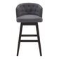 HomeRoots 30" Grey Tufted Fabric and Dark Espresso Wood Swivel Bar Stool
