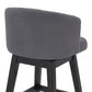 HomeRoots 30" Grey Tufted Fabric and Dark Espresso Wood Swivel Bar Stool