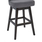 HomeRoots 30" Grey Tufted Fabric and Dark Espresso Wood Swivel Bar Stool