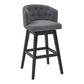 HomeRoots 30" Grey Tufted Fabric and Dark Espresso Wood Swivel Bar Stool