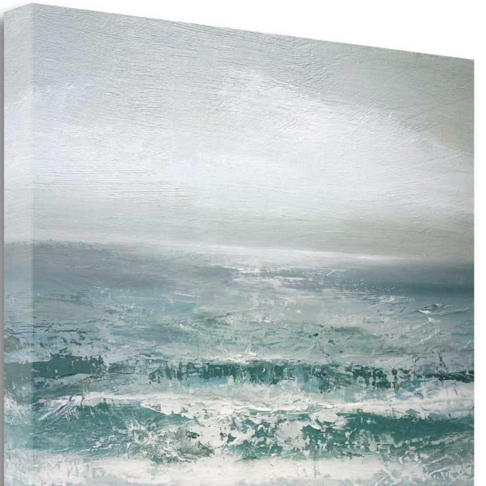 HomeRoots 30" Gushing Ocean Waves Giclee Wrap Canvas Wall Art