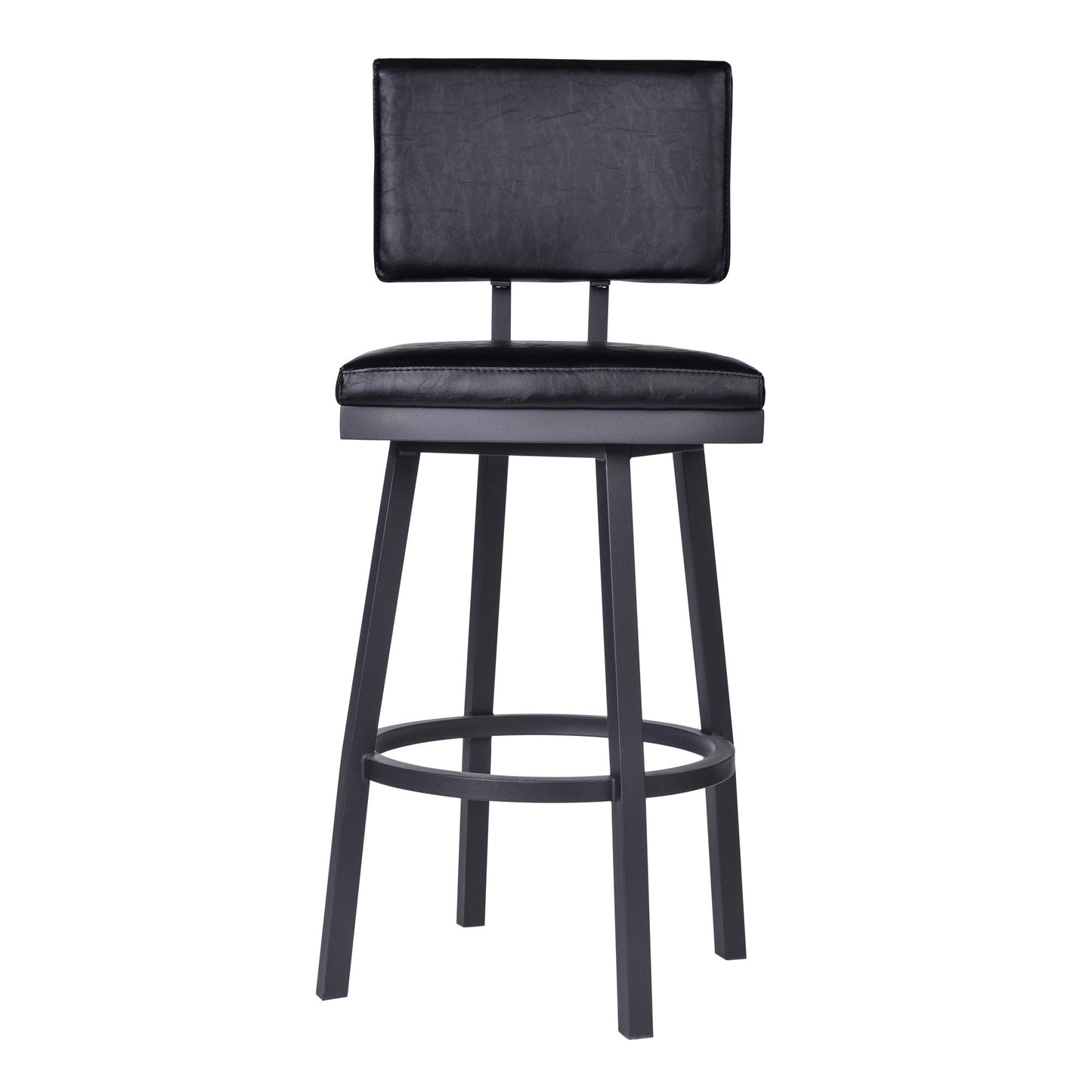 HomeRoots 30" Iron Swivel Bar Height Chair in Black Finish