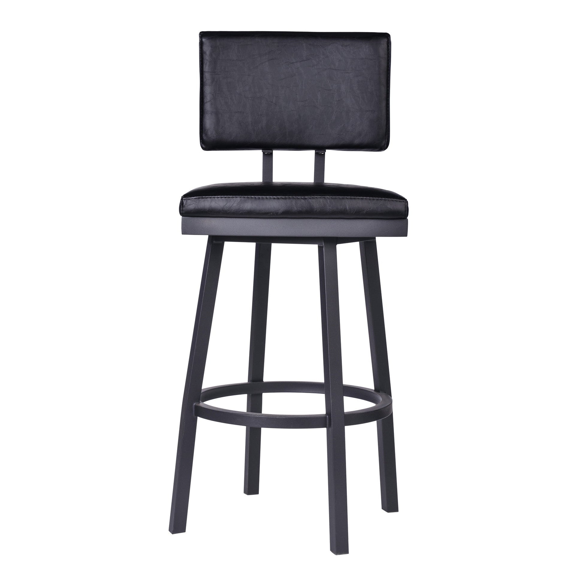 HomeRoots 30" Iron Swivel Bar Height Chair in Black Finish