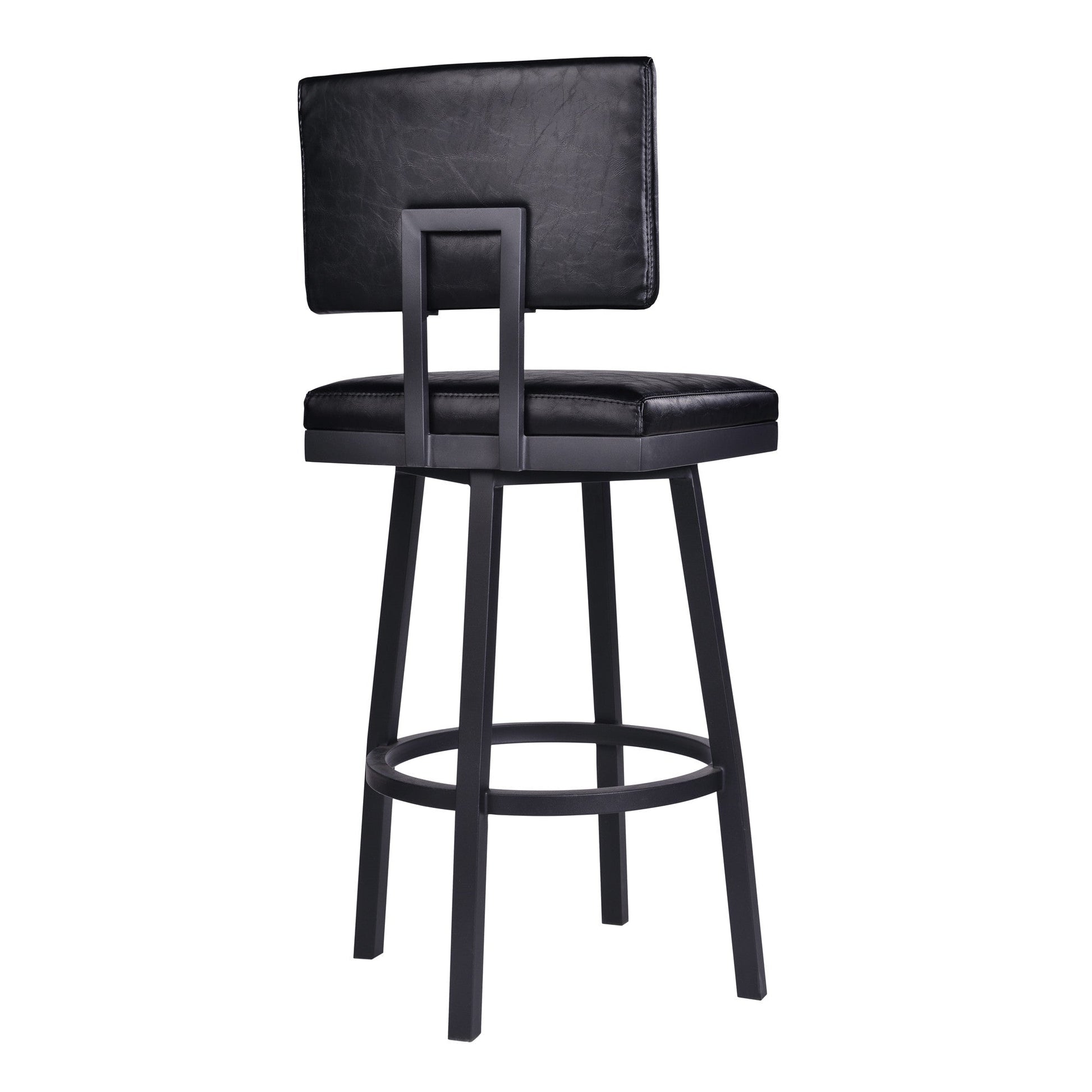 HomeRoots 30" Iron Swivel Bar Height Chair in Black Finish