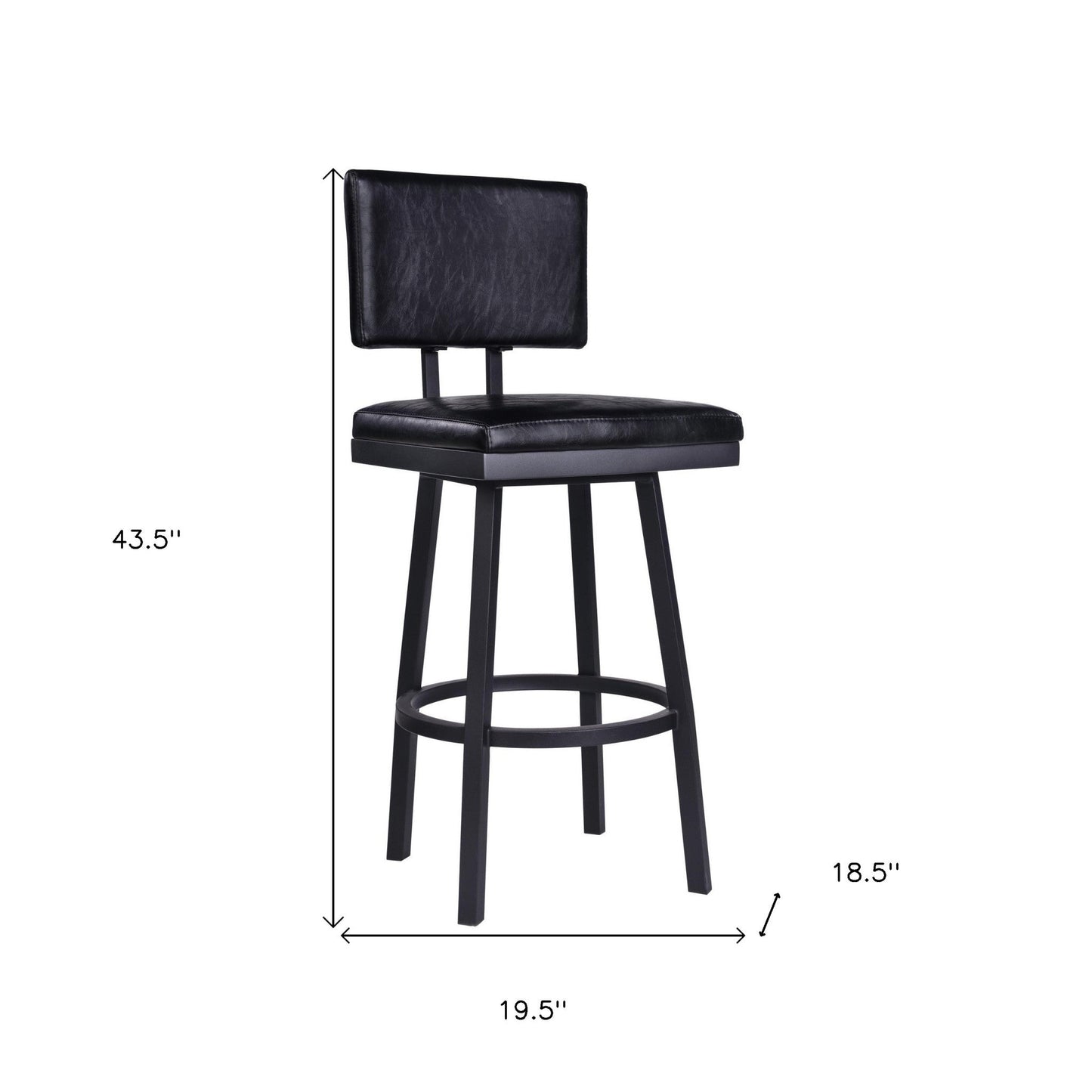 HomeRoots 30" Iron Swivel Bar Height Chair in Black Finish