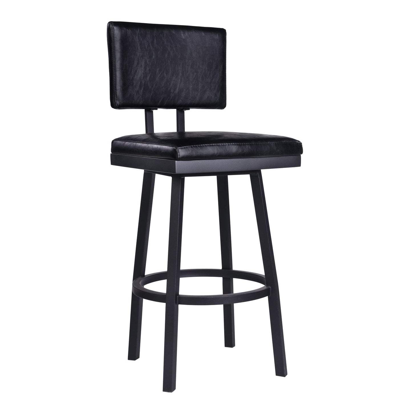 HomeRoots 30" Iron Swivel Bar Height Chair in Black Finish