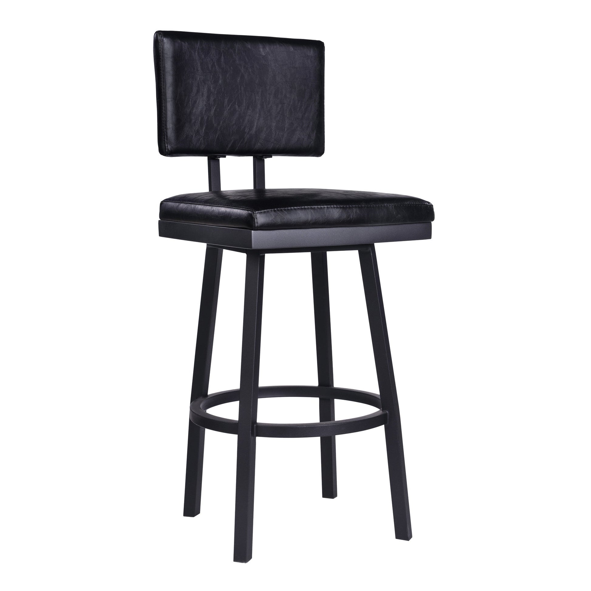 HomeRoots 30" Iron Swivel Bar Height Chair in Black Finish