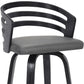 HomeRoots 30" Iron Swivel Low Back Bar Height Chair With Gray and Black Finish