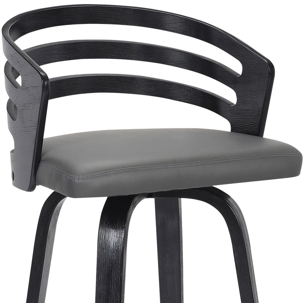 HomeRoots 30" Iron Swivel Low Back Bar Height Chair With Gray and Black Finish