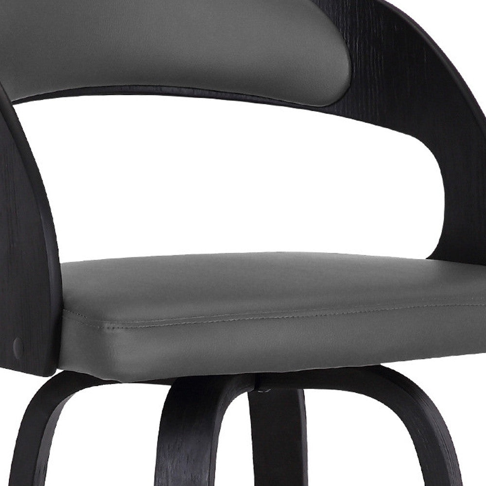 HomeRoots 30" Iron Swivel Low Back Bar Height Chair With Gray and Black Finish