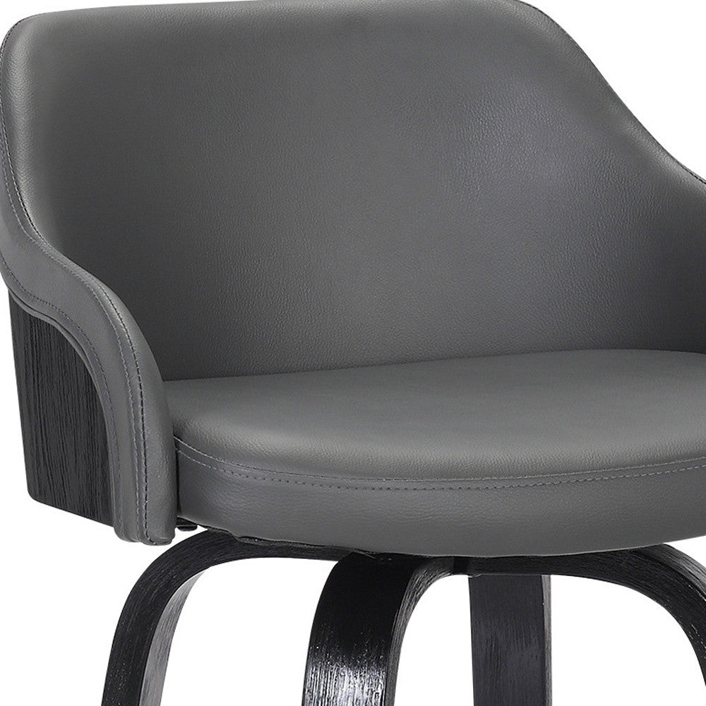 HomeRoots 30" Iron Swivel Low Back Bar Height Chair With Gray and Black Finish