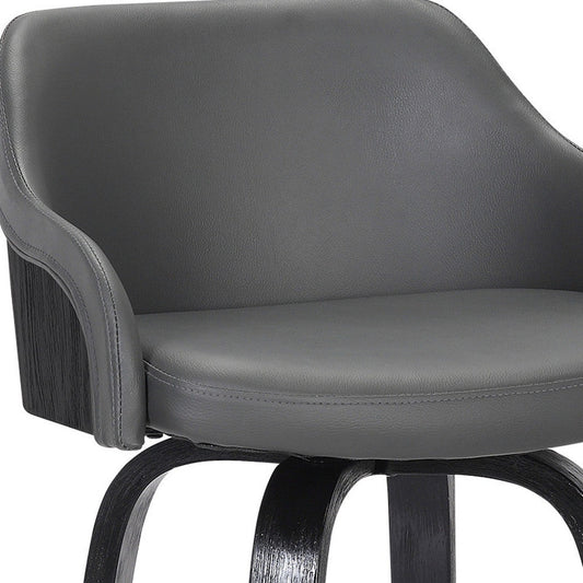 HomeRoots 30" Iron Swivel Low Back Bar Height Chair With Gray and Black Finish