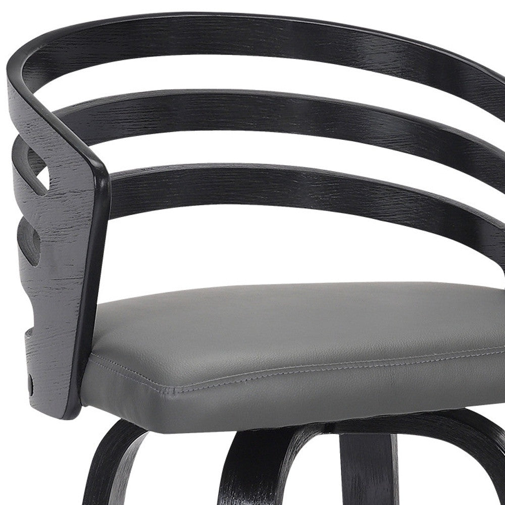 HomeRoots 30" Iron Swivel Low Back Bar Height Chair With Gray and Black Finish