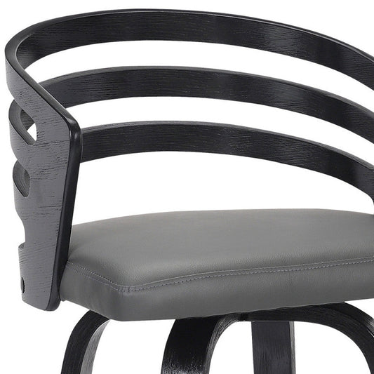 HomeRoots 30" Iron Swivel Low Back Bar Height Chair With Gray and Black Finish