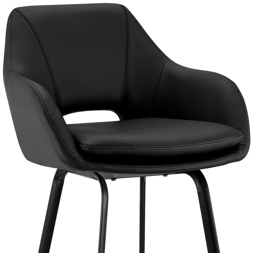 HomeRoots 30" Iron Swivel Low Back Bar Height Chair in Black Finish