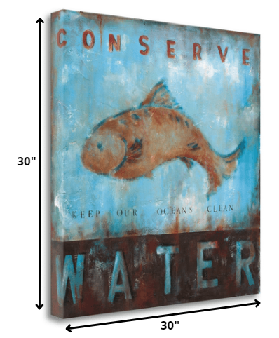 HomeRoots 30" Keep Our Oceans Clean 5 Giclee Wrap Canvas Wall Art