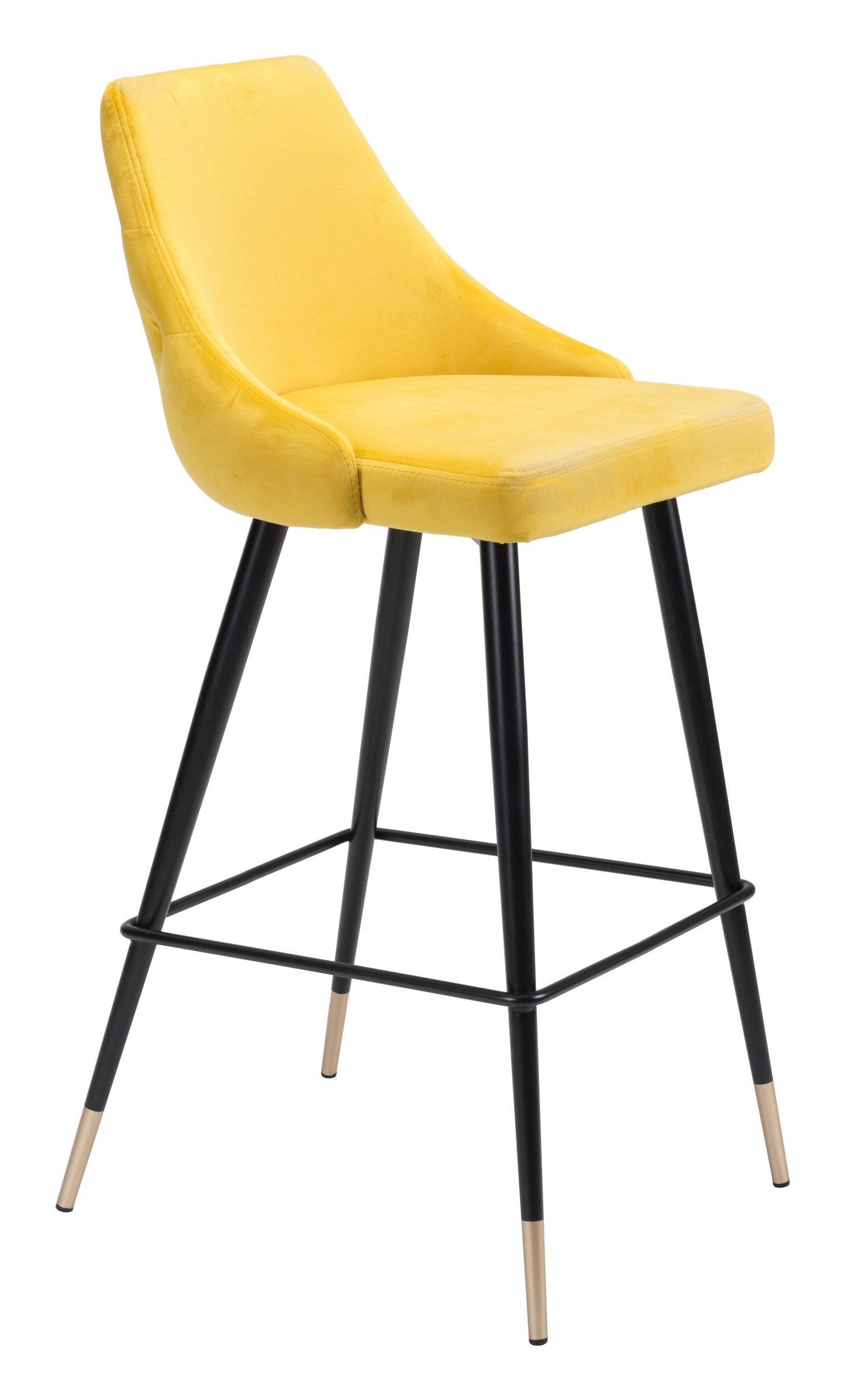HomeRoots 30" Low Back Bar Height Chair in Yellow and Black Finish