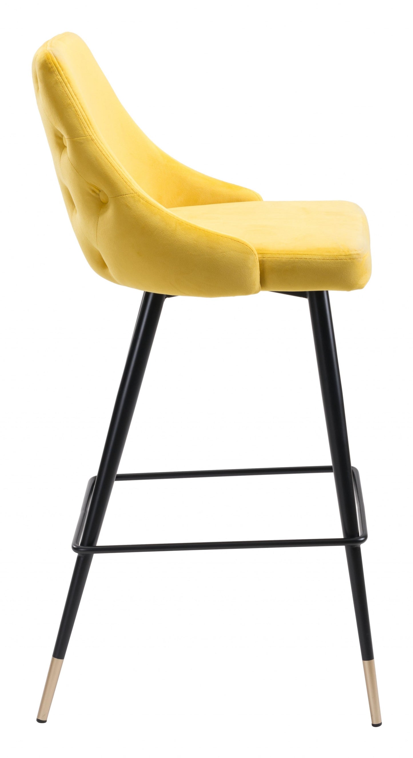 HomeRoots 30" Low Back Bar Height Chair in Yellow and Black Finish