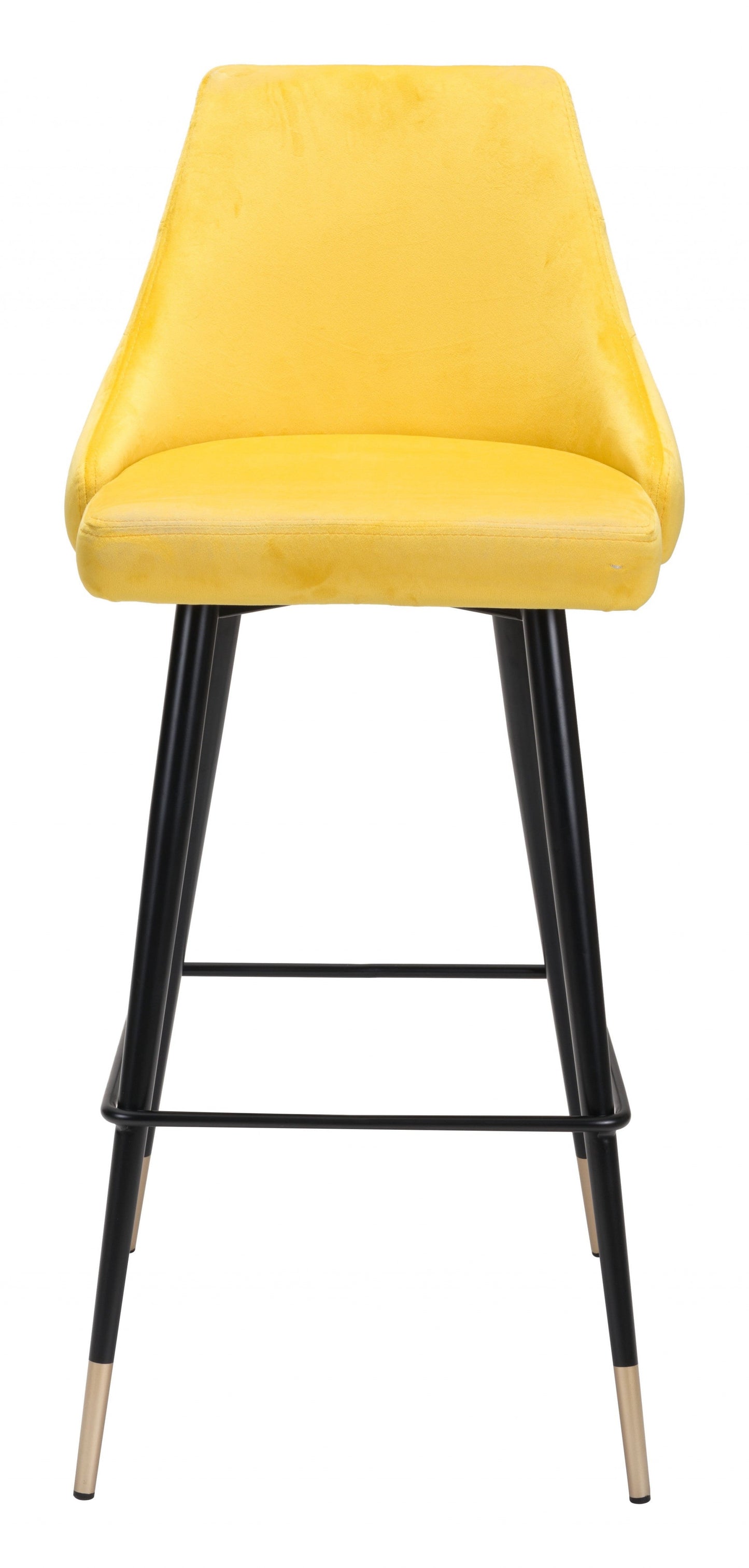 HomeRoots 30" Low Back Bar Height Chair in Yellow and Black Finish