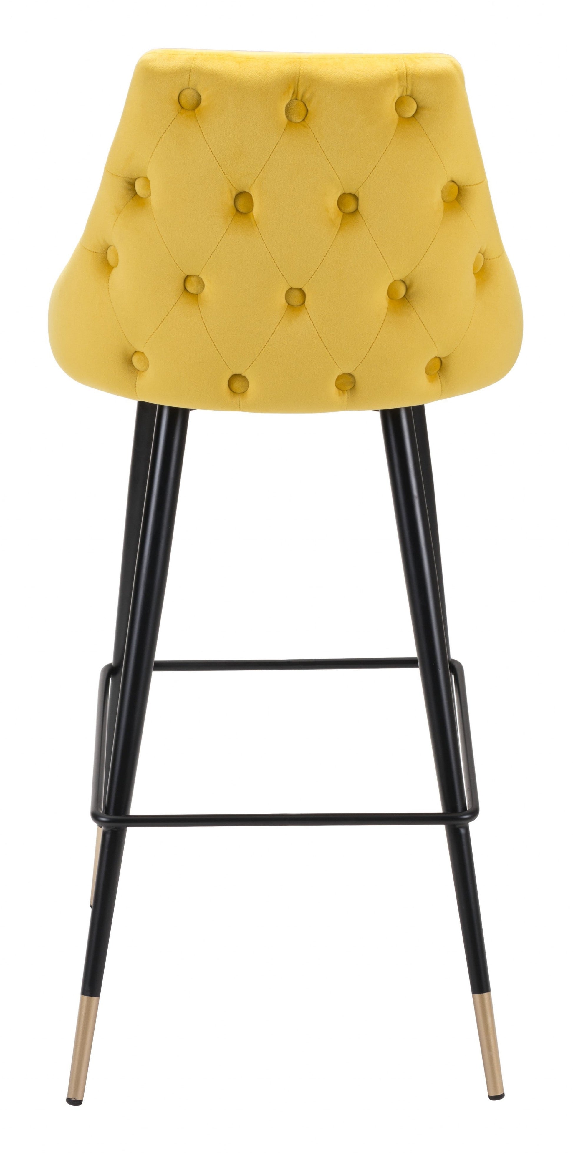 HomeRoots 30" Low Back Bar Height Chair in Yellow and Black Finish