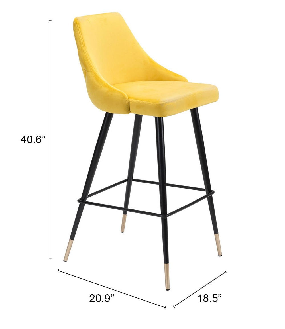 HomeRoots 30" Low Back Bar Height Chair in Yellow and Black Finish
