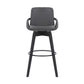 HomeRoots 30" Luxurious Grey Faux Leather and Black Wood Swivel Bar Stool