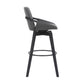 HomeRoots 30" Luxurious Grey Faux Leather and Black Wood Swivel Bar Stool