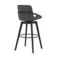 HomeRoots 30" Luxurious Grey Faux Leather and Black Wood Swivel Bar Stool