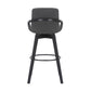 HomeRoots 30" Luxurious Grey Faux Leather and Black Wood Swivel Bar Stool