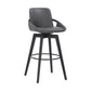 HomeRoots 30" Luxurious Grey Faux Leather and Black Wood Swivel Bar Stool