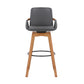 HomeRoots 30" Luxurious Grey Faux and Walnut Wood Swivel Bar Stool